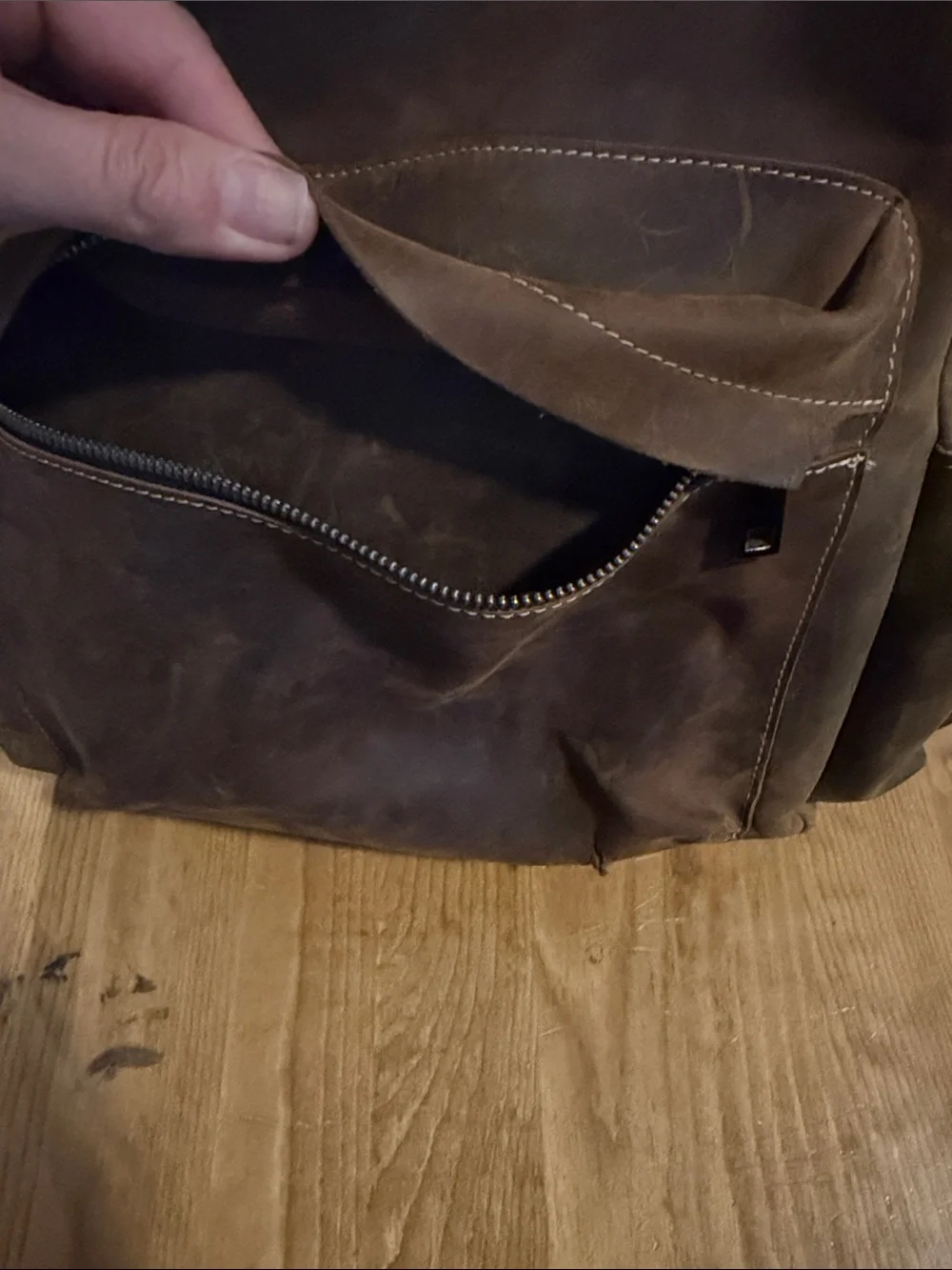 Bullstrap Large Brown Leather Backpack Distressed Full Grain Travel Work Bag